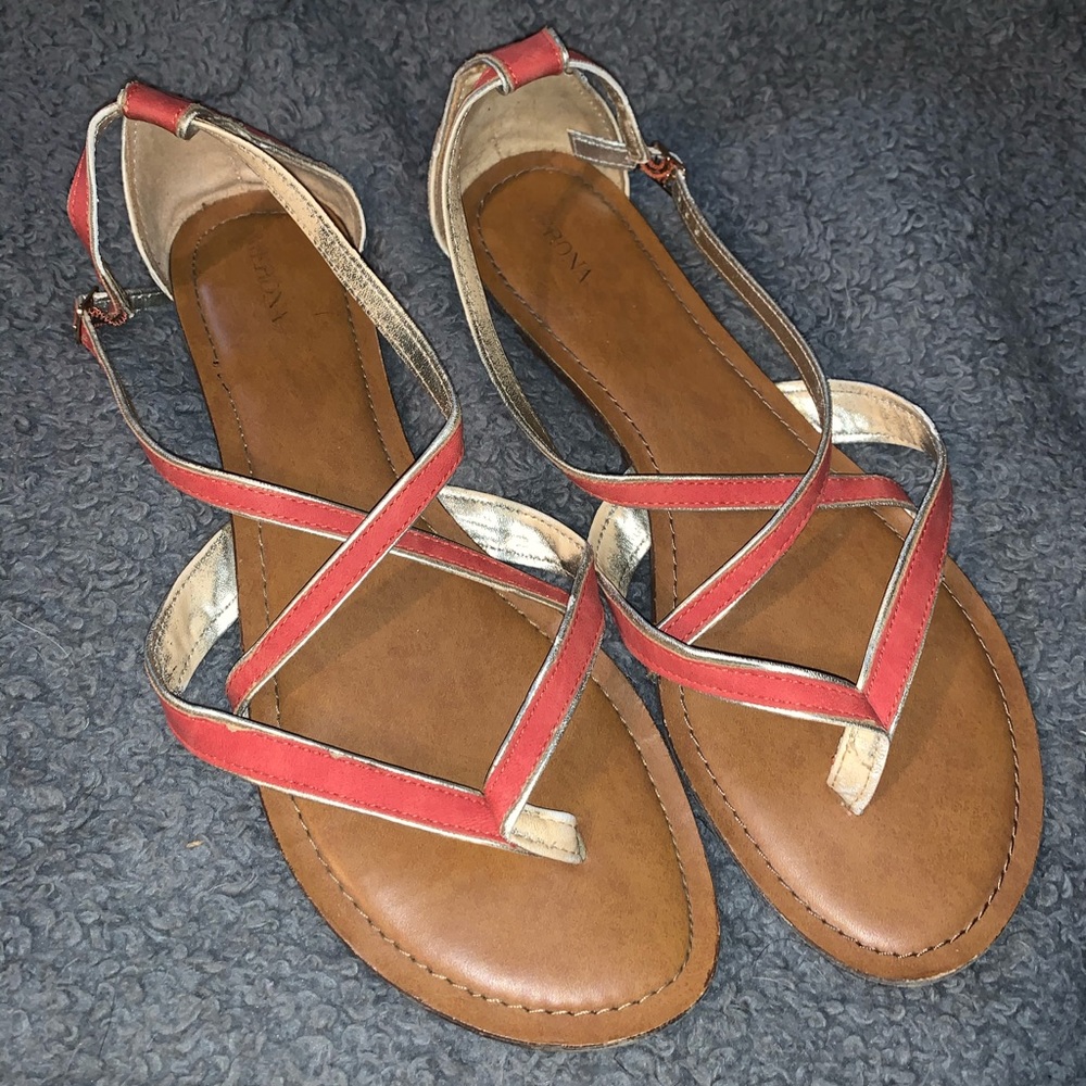 orange strap sandals!